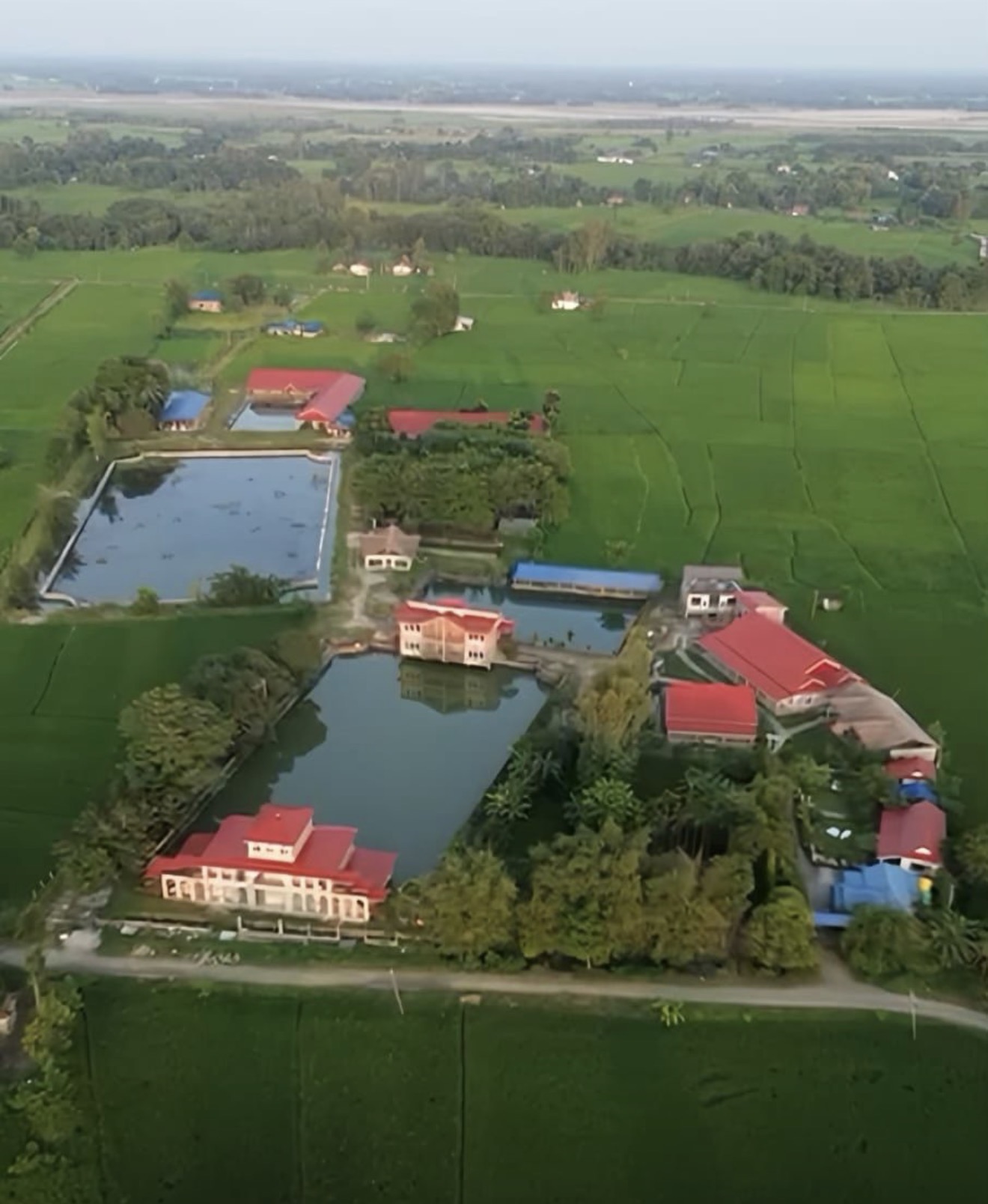 Aerial view of the Centre’s buildings, ponds and surrounding land