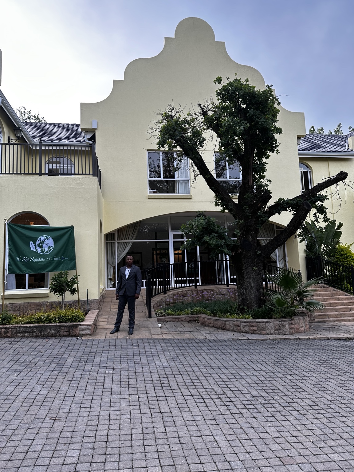 Building exterior with an RRSC South Africa banner