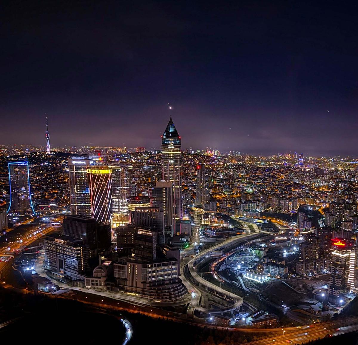 Nighttime Istanbul city panorama preserved in the Metropol Tower headquarters archive