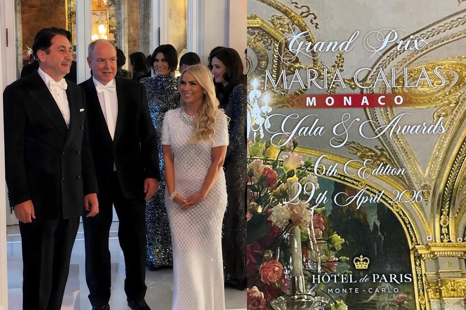 Gala guests alongside the display for the sixth Maria Callas Monaco Gala and Awards on 29 April 2026
