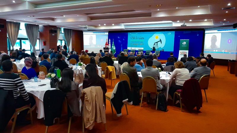 The audience and stage at the North Africa Oil & Gas forum in UTICA, Tunis