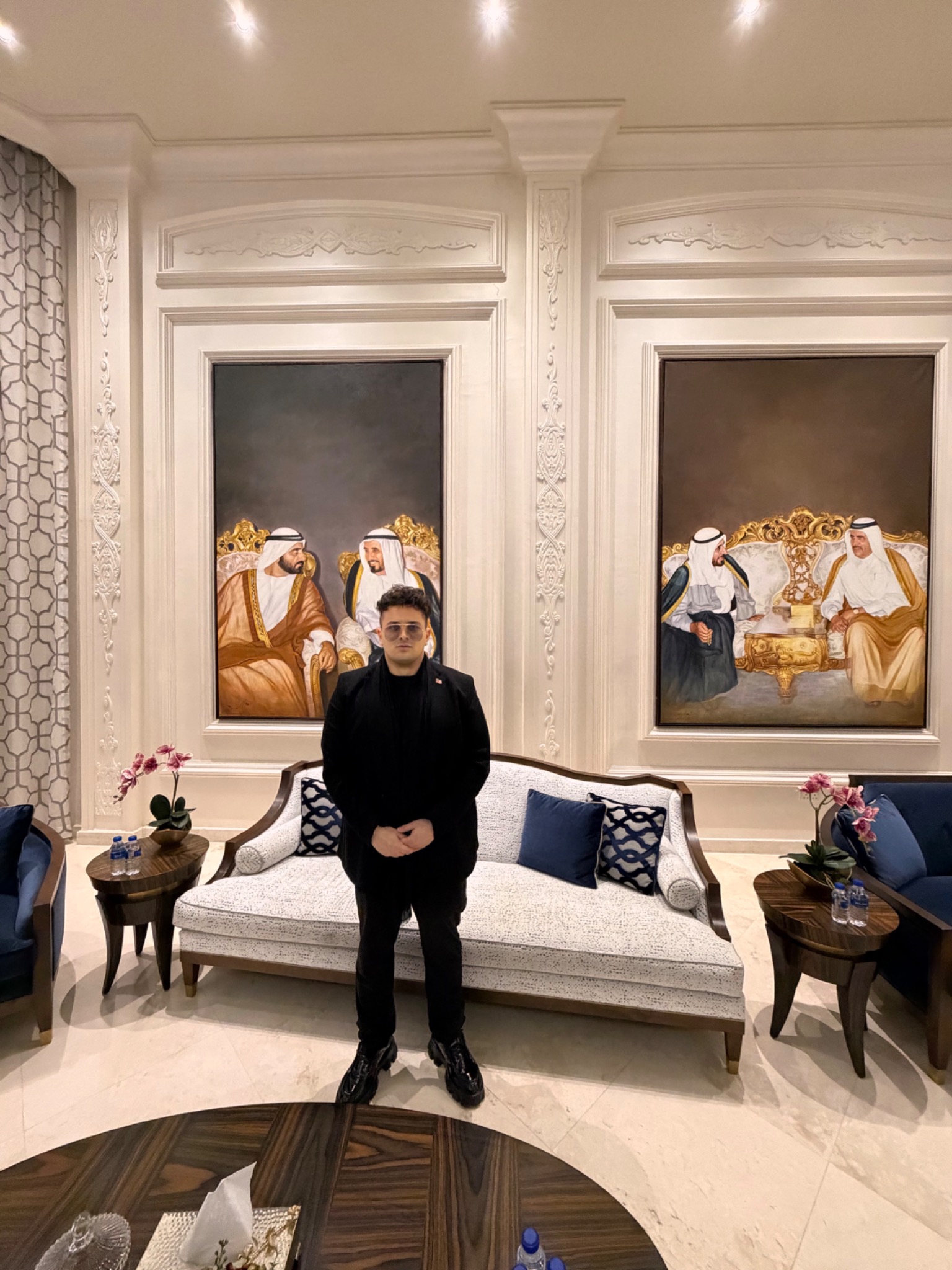 Inside the majlis at Sheikh Awad’s private residence in Dubai.