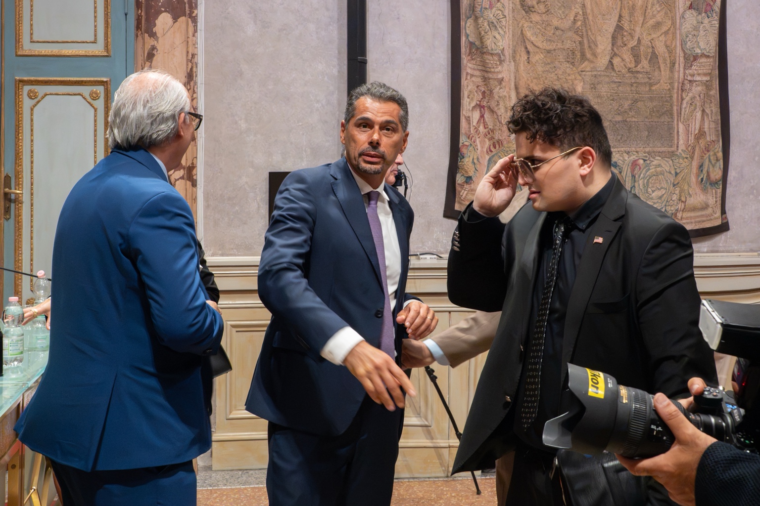 Project participants in conversation at Palazzo Giustiniani