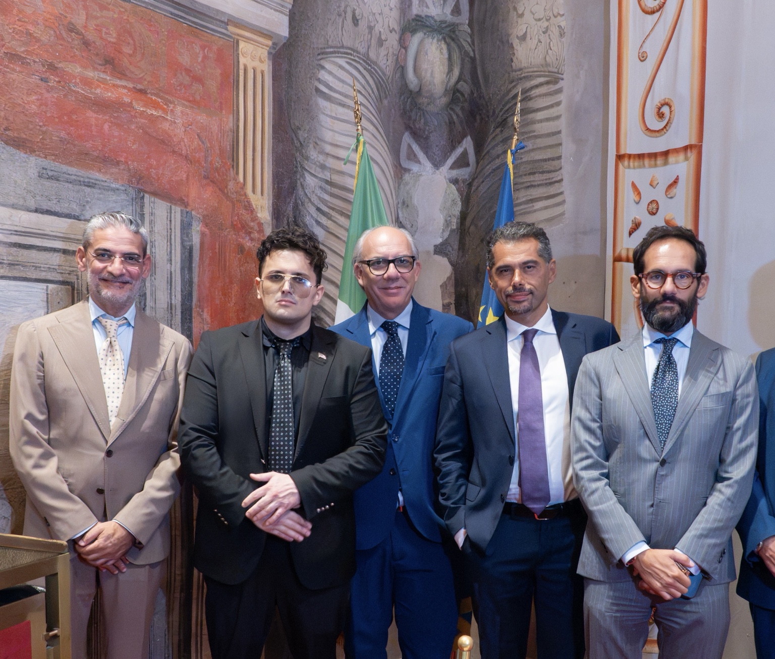 Group photograph of the project delegation in the historic Sala Zuccari
