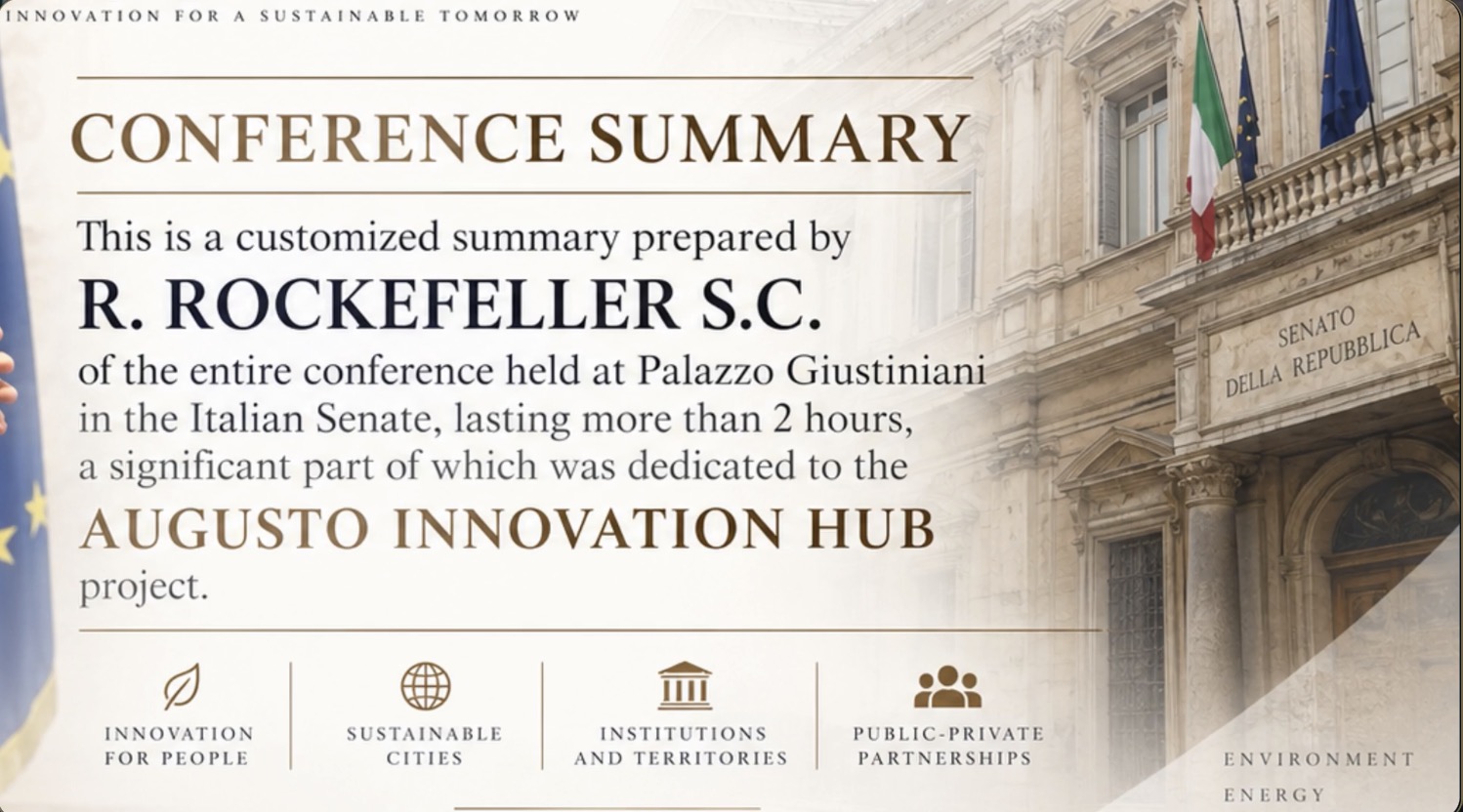 Conference Summary for the Augusto Innovation Hub presentation at the Italian Senate