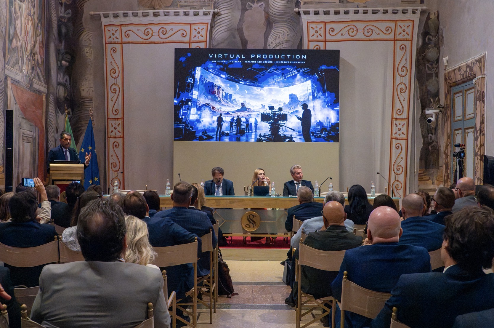 Virtual production presentation during the Sala Zuccari conference