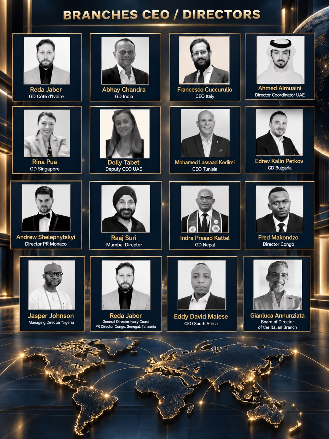 RRSC international branch CEOs and directors, including Gianluca Annunziata alongside Eddy David Malese
